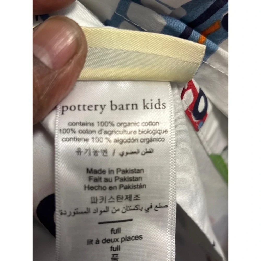 Pottery Barn Kids Full Flat Sheet only  White Multi Vehicle Airplane Cotton